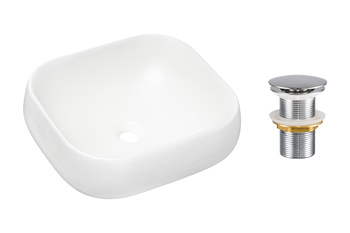 Umywalka nablatowa ceramiczna 45cm SET-NIKA MW T201L-3 Comad z korkiem click‑clack