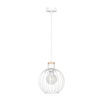 Lampa wisząca styl skandynawski metal drewno/biały 60W 755/1 BARBADO 1