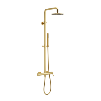 PI zestaw prysznicowy ścienny z deszczownicą 25 cm, złoty szczotkowany