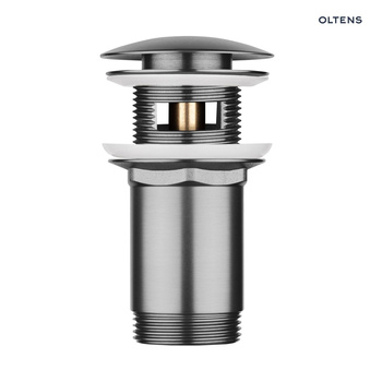 Oltens Halsa korek do umywalki klik klak okrągły z przelewem G1 1/4 grafit 05101400