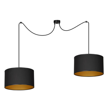 2 punktowa lampa wisząca nowoczesne klosze czarny/złoty 60W 184/2 ROTO 2