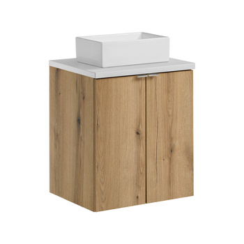 Zestaw meblowy 50cm z blatem i umywalką nablatową Gaja Nova Oak – set-noa b white 50cm d un gaja 35 sw