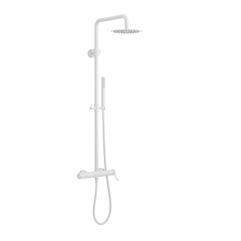 PI zestaw prysznicowy ścienny z deszczownicą 20 cm, biały mat