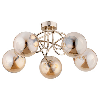 Lampa sufitowa 5-punktowa BANKO 63204 z okrągłymi kloszami ZŁOTA