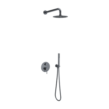 PI zestaw prysznicowo-wannowy podtynkowy 3 funkcyjny, z deszczownicą 25 cm, grafit szczotkowany