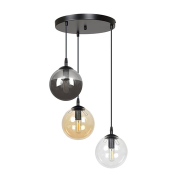 Wielokolorowa lampa wisząca 40W czarny/przeźroczysty/miodowy 714/3PREM COSMO 3 PREMIUM