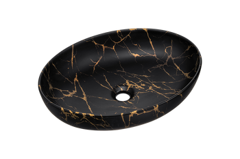Umywalka nablatowa ceramiczna Czarny Mat, Złoty 52cm UN-MONA-MB12 Comad