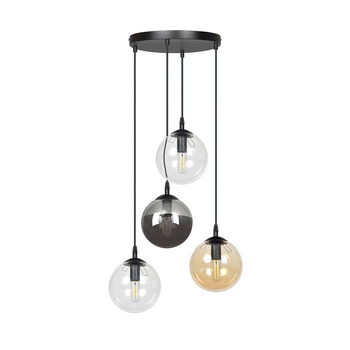 Lampa wisząca okrągła 4x40W czarny/grafit/przeźroczysty/miodowy 714/4PREM COSMO 4 PREMIUM