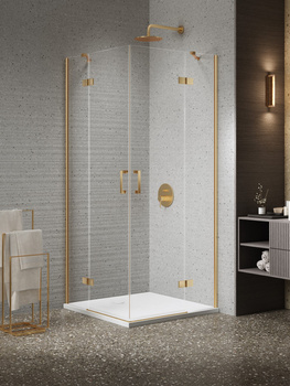 Kabina prysznicowa 90x100x200 – Złoty, szkło 6 mm (K-4467) | New Trendy