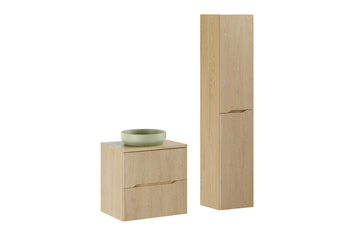 Zestaw meblowy 60cm z blatem, umywalką nablatową River i szafką wysoką Nordic Cremona – SET-NC B CREMONA 60CM UN RIVER 1 OG HC