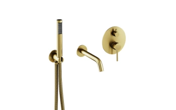 Bateria wannowa podtynkowa 3-punktowa Veo złoty szczotkowany