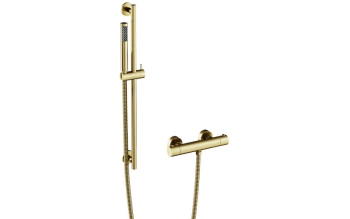 Zestaw prysznicowy natynkowy termostatyczny Veo II / Decco / Illusion złoty szczotkowany