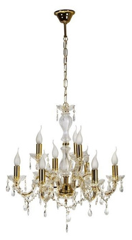 Złoty żyrandol kryształki 62cm 9xE14 Maria Teresa