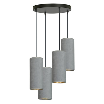 4 Lampy wiszące z abażurami 35cm 60W szary/złoty 1060/4PREM 4 PREMIUM
