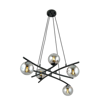 Stylowa lampa wisząca do salonu grafitowe klosze 5xE14 ESSA 1203/5
