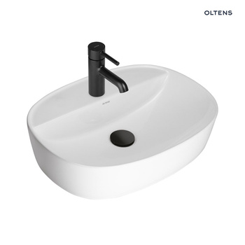 Oltens Hamnes Thin umywalka 51x39 cm nablatowa owalna z powłoką SmartClean biała 41813000