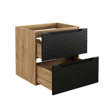 Szafka łazienkowa Comad 60cm 2 szuflady Czarny Mat, Dąb Olejowany – luxor black 82-60-2s