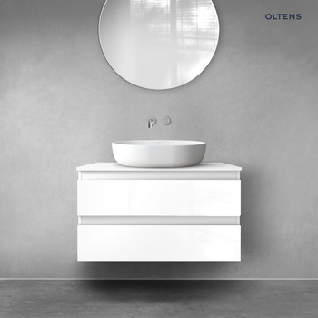 Oltens Vernal szafka 80 cm podumywalkowa wisząca biały połysk 60003000
