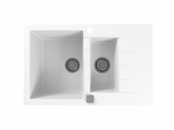 Zlewozmywak do kuchni CADIT 70 biały 79 x 50 cm + syfon POP-UP 3 1/2  1131357