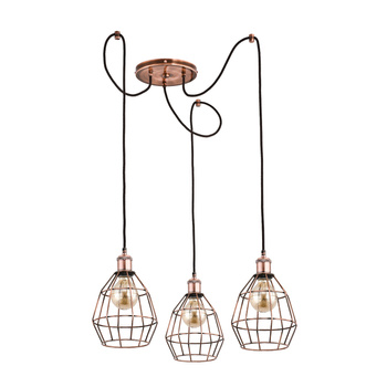 Lampa wisząca pająk Firefox barwa miedzi 3xE27