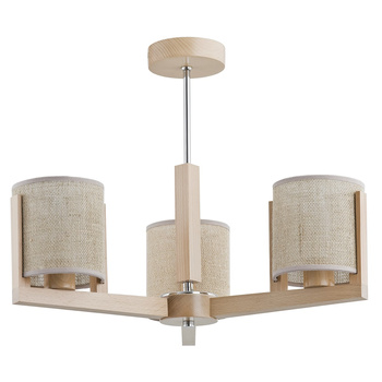 Drewniana lampa sufitowa z abażurami BOHO Moreno 3xE14