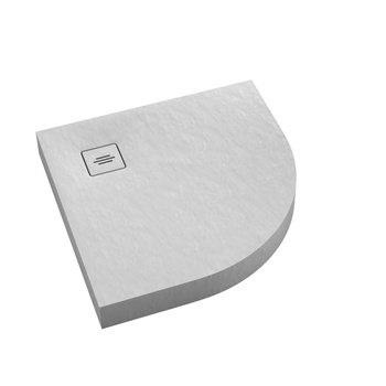 Brodzik akrylowy zintegrowany z nośnikiem Stabilsound Plus® oraz obudową akrylową przeciągniętą do podłogi NonLimits White Stone 90x90x12 cm R55, półokrągły | 3ST.N1O-9090/B/ST-M1/B/ST