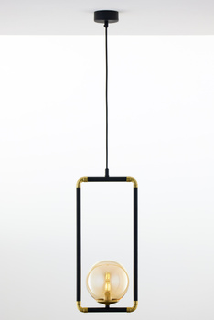 ZAFRA nowoczesny żyrandol 1-punktowy czarny klosz bursztynowy 2024