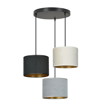 Lampa wisząca mix potrójna 3x60W czarny/szary/biały/złoty 1055/3PREM HILDE 3 PREMIUM