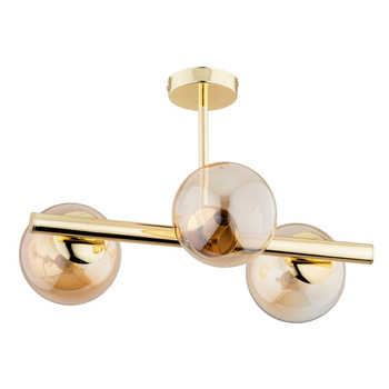 Złota lampa ERAL 62324 z trzema kloszami