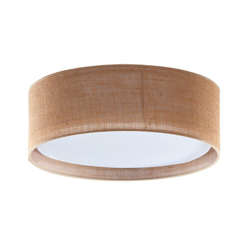 Plafon z oprawą okrągłą w stylu rustykalnym i abażurem z juty 60cm JUTA 6584