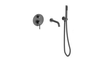 Bateria wannowa podtynkowa 3-punktowa Veo gun metal