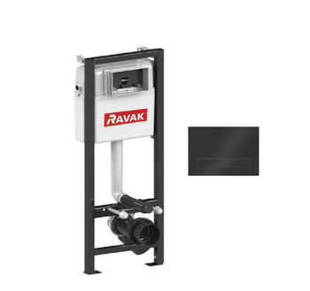 Ravak GPX2240081 – Stelaż podtynkowy Ravak WC Smart Basic + przycisk spłukujący M08 prostokątny czarny mat