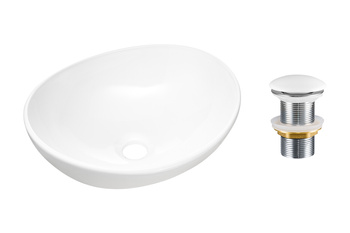 Umywalka nablatowa ceramiczna 40cm SET-LOLA T201-3 Comad z korkiem click‑clack