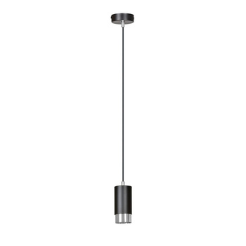 Lampa wisząca czarna tuba srebrne dodatki 30W 816/1 FUMIKO 1