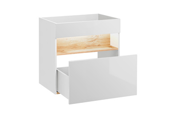 Comad szafka pod umywalkę 60cm 1 szuflada Dąb Wotan, Biały – BAHAMA WHITE 820 FSC