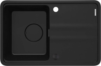 Zlewozmywak granitowy 67x44cm czarny + OSPRZĘT SPACE-SAVER MOMI ZKM_N11A