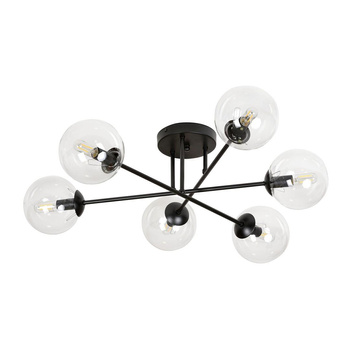 Czarna elegancja lampa sufitowa z przezroczystymi kloszami 6x40W 831/6B BRENDI 6B