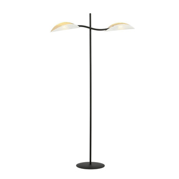 Lampa podłogowa czarna, biały abażur LOTUS 1107/LP2