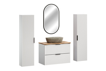 Zestaw meblowy 80cm z blatem, umywalką nablatową Anna, szafką wysoką i lustrem SET-ADW B NAT WOTAN 80CM UN ANNA HC