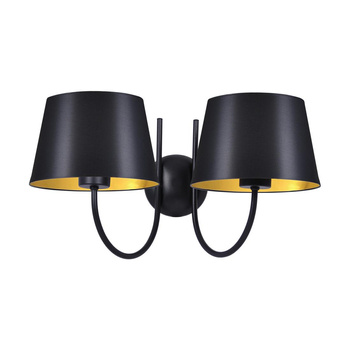 Czarno-złoty podwójny kinkiet ścienny z abażurem K-4338 z serii SASTO