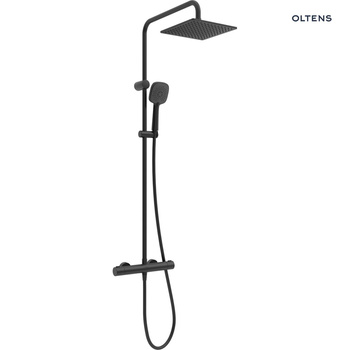 Oltens Atran (S) zestaw prysznicowy termostatyczny z deszczownicą czarny mat 36501300