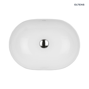 Oltens Hamnes Thin umywalka 49,5x35,5 cm nablatowa owalna z powłoką SmartClean biała 40819000