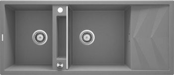 Trwały zlewozmywak granitowy wpuszczany 116x50cm szary mat MAGNETIC ZRM_S213
