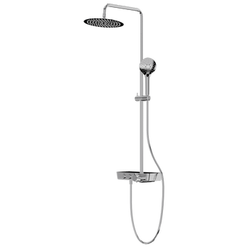 Natynkowy zestaw prysznicowy termostatyczny z deszczownicą i szklaną półką Cetus Chrome