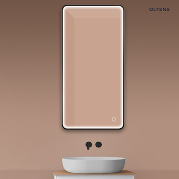 Oltens Nordlis lustro 60x120 cm prostokątne z oświetleniem z przodu z matą grzewczą czarny 64118300