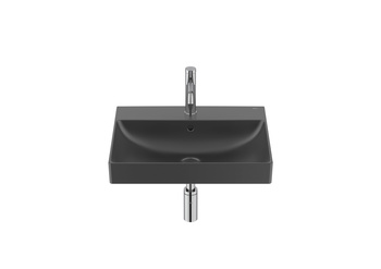 ONA Umywalka ścienna 55x46 cm Fineceramic® CZARNY MAT
