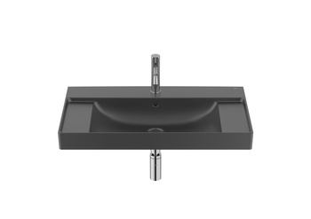 ONA Umywalka ścienna 80x46 cm Fineceramic® CZARNY MAT