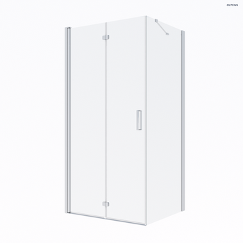 Oltens Trana kabina prysznicowa 90x80 cm prostokątna drzwi ze ścianką chrom/szkło przezroczyste 20206100