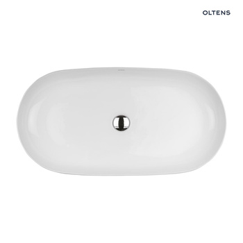 Oltens Hamnes Thin umywalka 80x40 cm nablatowa owalna z powłoką SmartClean biała 40821000