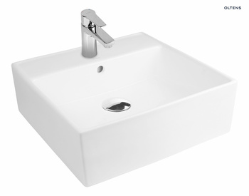 Oltens Hyls umywalka 47 cm nablatowa kwadratowa biała 41309000